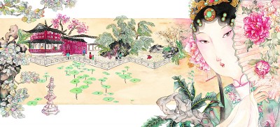 繪本《游園》內(nèi)頁插圖。受訪者供圖