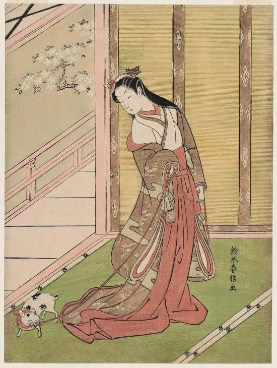 鈴木春信「女三宮と貓」，1767–68  ACCESSION NUMBER: 21.4654