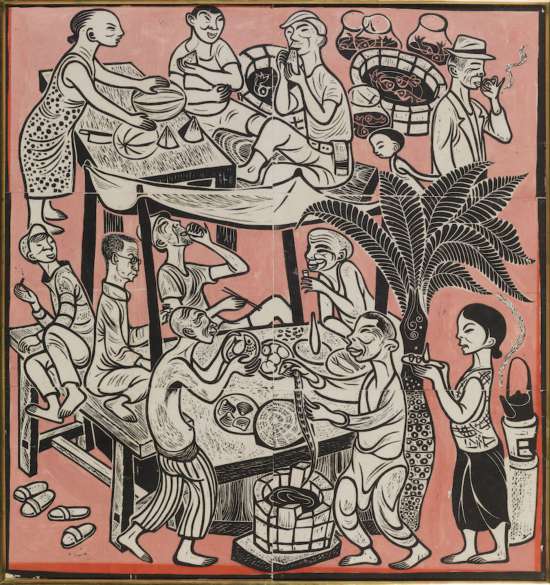 黃永玉 《臺(tái)灣食攤》 38×36cm 1948年