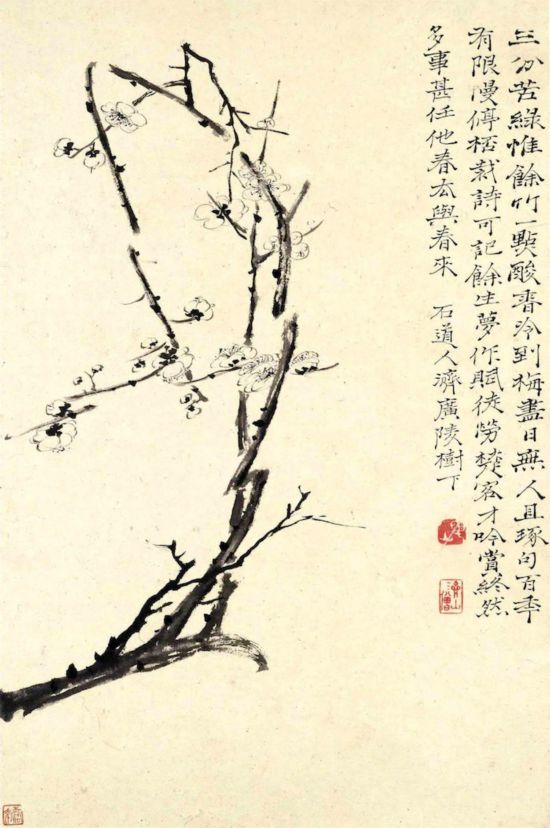 清 石濤 細(xì)筆《花卉冊(cè)墨梅》